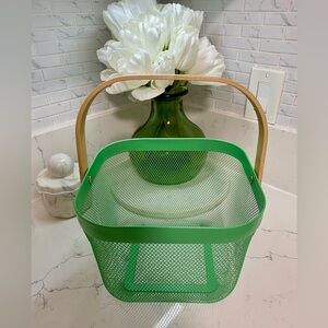 Green Mesh Basket with Wooden Handle🧺💚